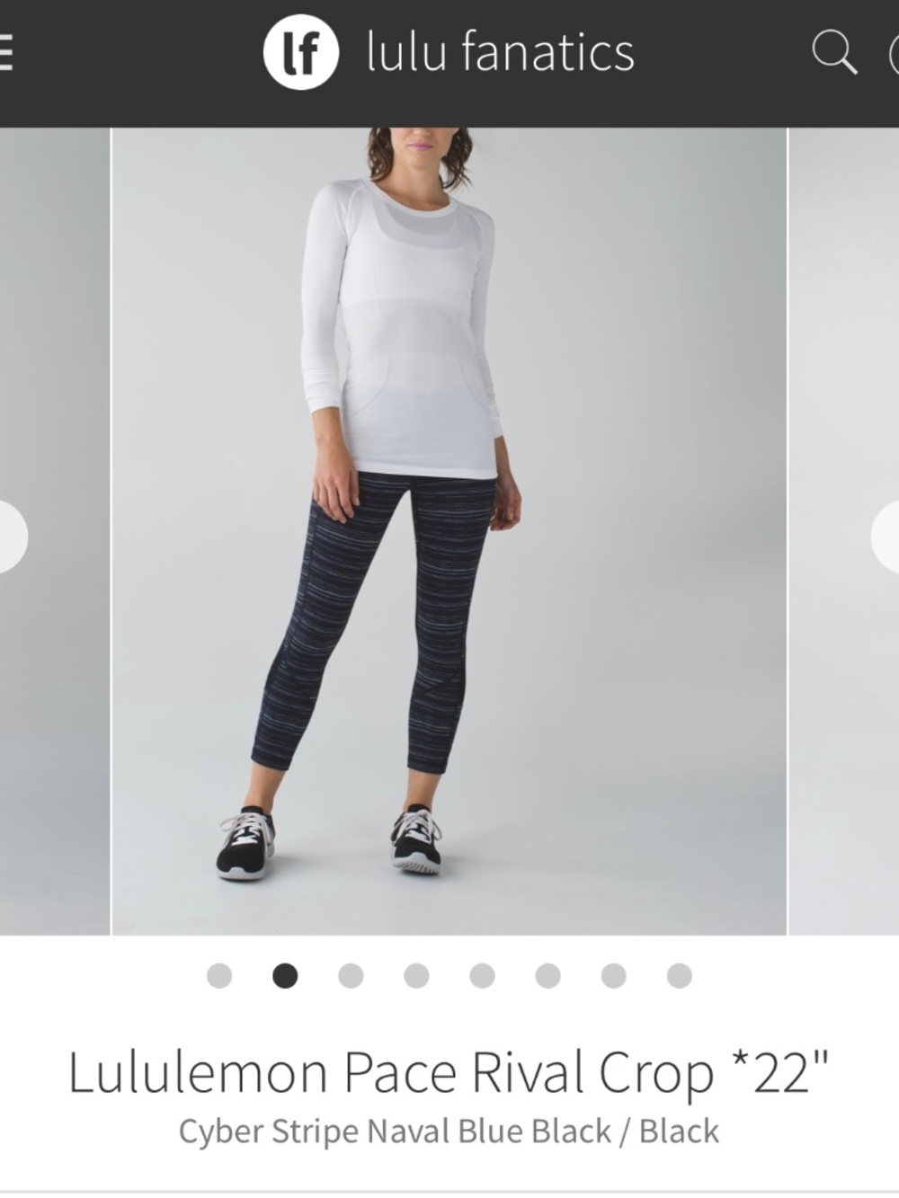 Lululemon Pace Rival Crop *22" Cyber Stripe Naval Blue Black / Black Size 2